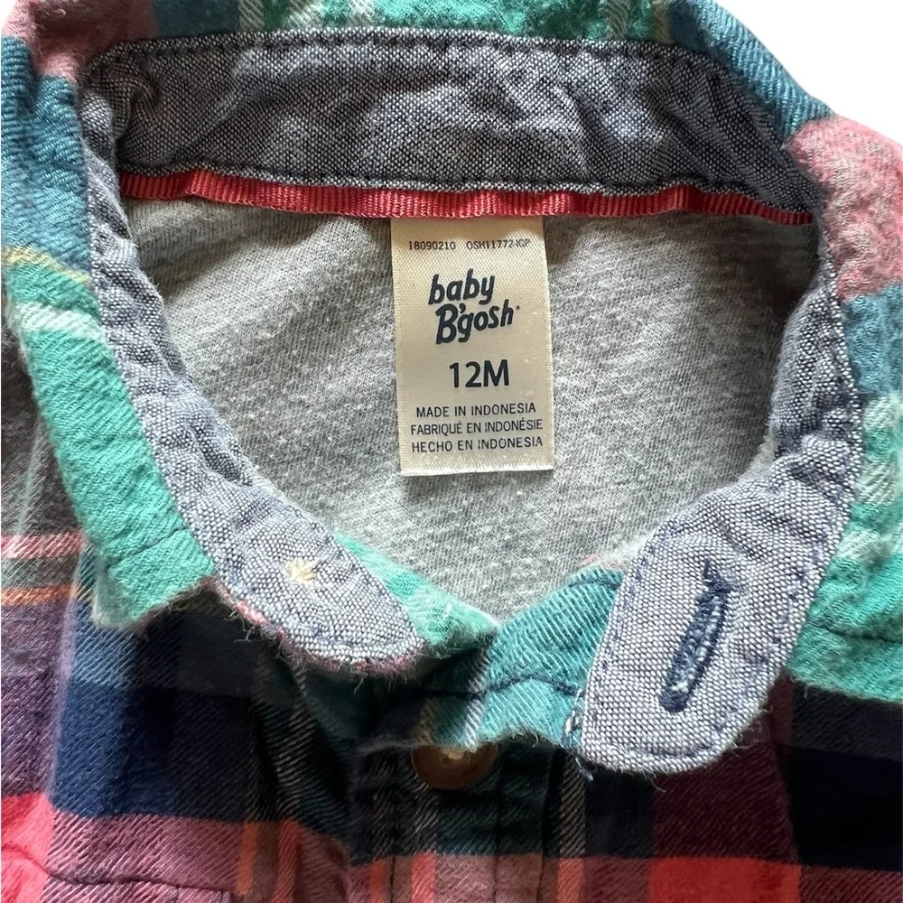 Oshkosh B’gosh Teal and Pink Plaid Lined Flannel | 12M